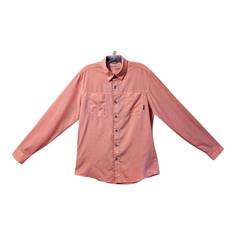 EDDIE BAUER Men's S Travex Shirt Coral Button Up Long Sleeve Hiking Fishing 40"